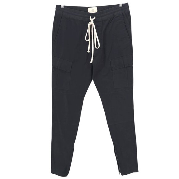 FOG Fear of God Collection Two Black Cargo Pants Ankle Zip Drawstring LARGE - Picture 1 of 9
